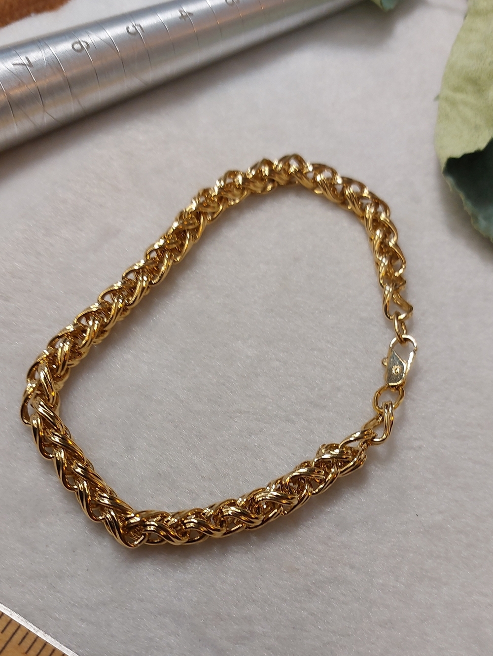 Gold Plated Basket Weave Bracelet Or Ankle Bravelet Mens Womans - Picture 3 of 7